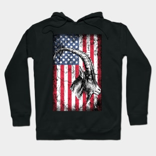 Patriotic Goat American Flag Hoodie